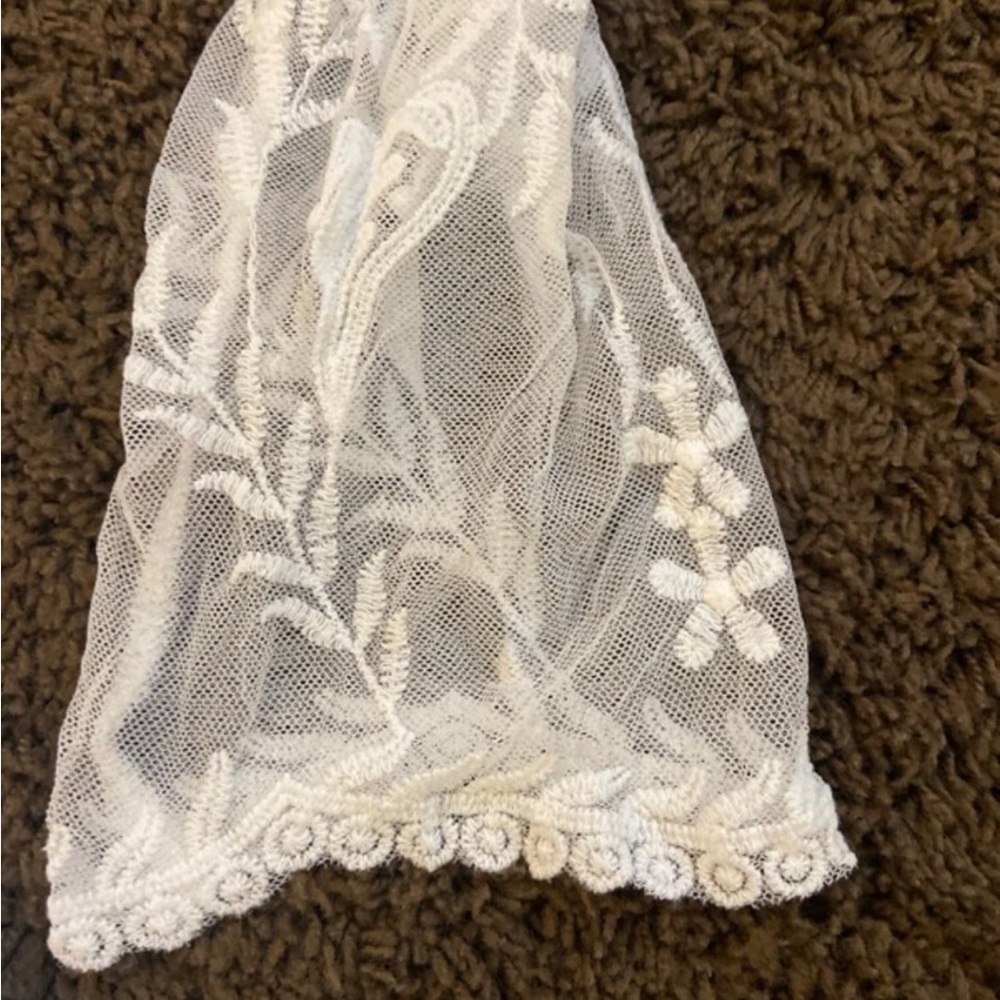 Sheer white floral cover up dress M - Picture 5 of 6